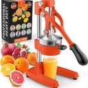 Zulay Kitchen Cast-Iron Orange Juice Squeezer - Heavy-Duty, Easy-to-Clean, Professional Citrus Juicer - Durable Stainless Steel Lemon Squeezer - Sturdy Manual Citrus Press & Orange Squeezer (Orange)