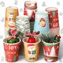 Karenhi 100 Pcs 9 oz Christmas Disposable Cups Paper Hot Chocolate Cocoa Cup Christmas Party Supplies Tea Coffee Disposable for Party Holidays Hot Cold Drinks (Cute Style)