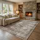 Homemate Washable Rug 5x7 Area Rugs - Vintage Faux Wool Rugs for Living Room Bedroom Dining Room - Non Slip Foldable Carpet Indoor Area Rug for Home Decor, Brown