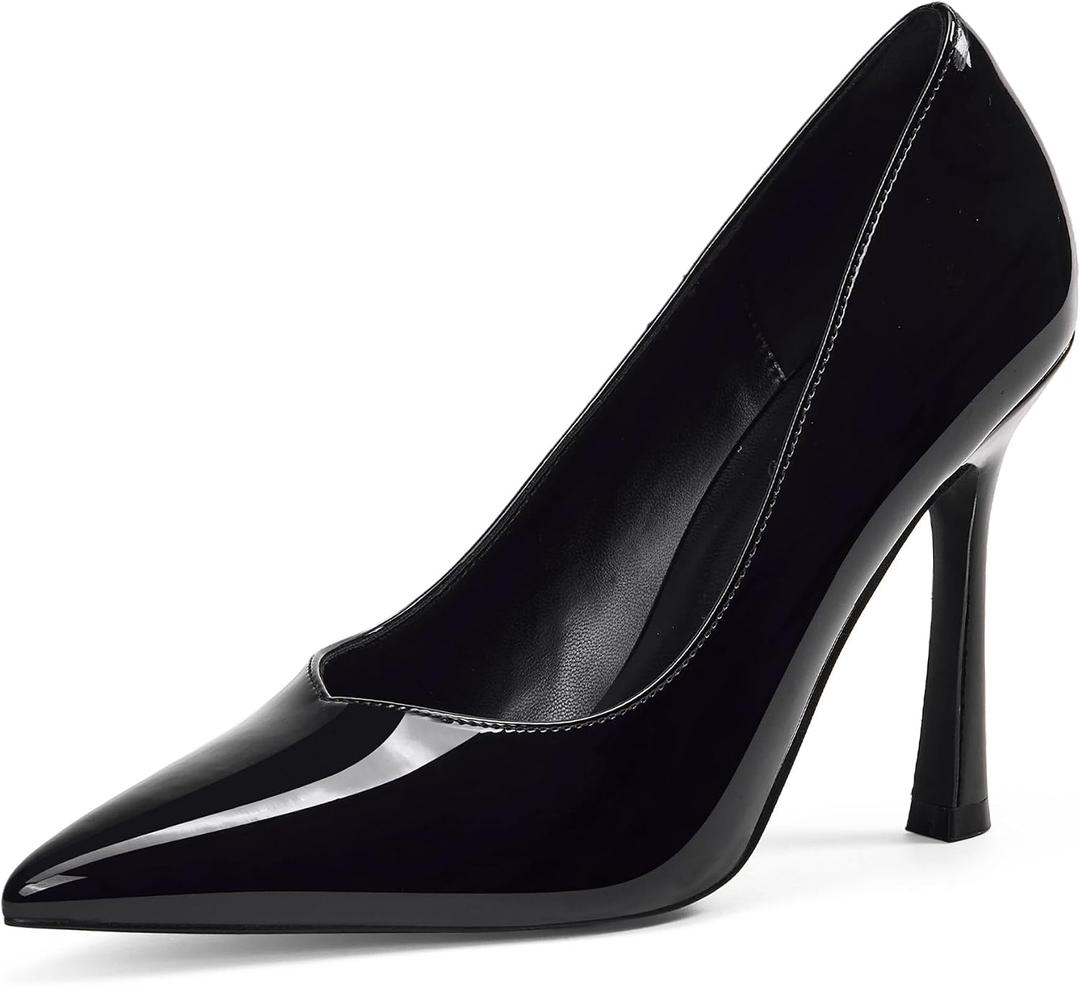 Elisabet Tang Women's High Heels Pumps Closed Pointed Toe Stiletto 4inch Heels Classic Office Special Dressy Wedding Pump Shoes 8