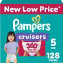 Pampers Diapers - Cruisers 360 - Size 5, 128 Count, Babyproof up to 100% Leakproof Pull-On Diaper