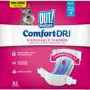 Out! PetCare Disposable Dog Diapers Female, Potty Training, Dog Diapers, Female Doggie in Heat, Puppy Training, Incontinence, Puppy Essentials 18-25 Waist (M/L, 32ct)