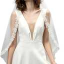Lace Veil Wedding Veil with Metal Comb, Soft Tulle Bridal Veil, Veils for Women Wedding (Beige)