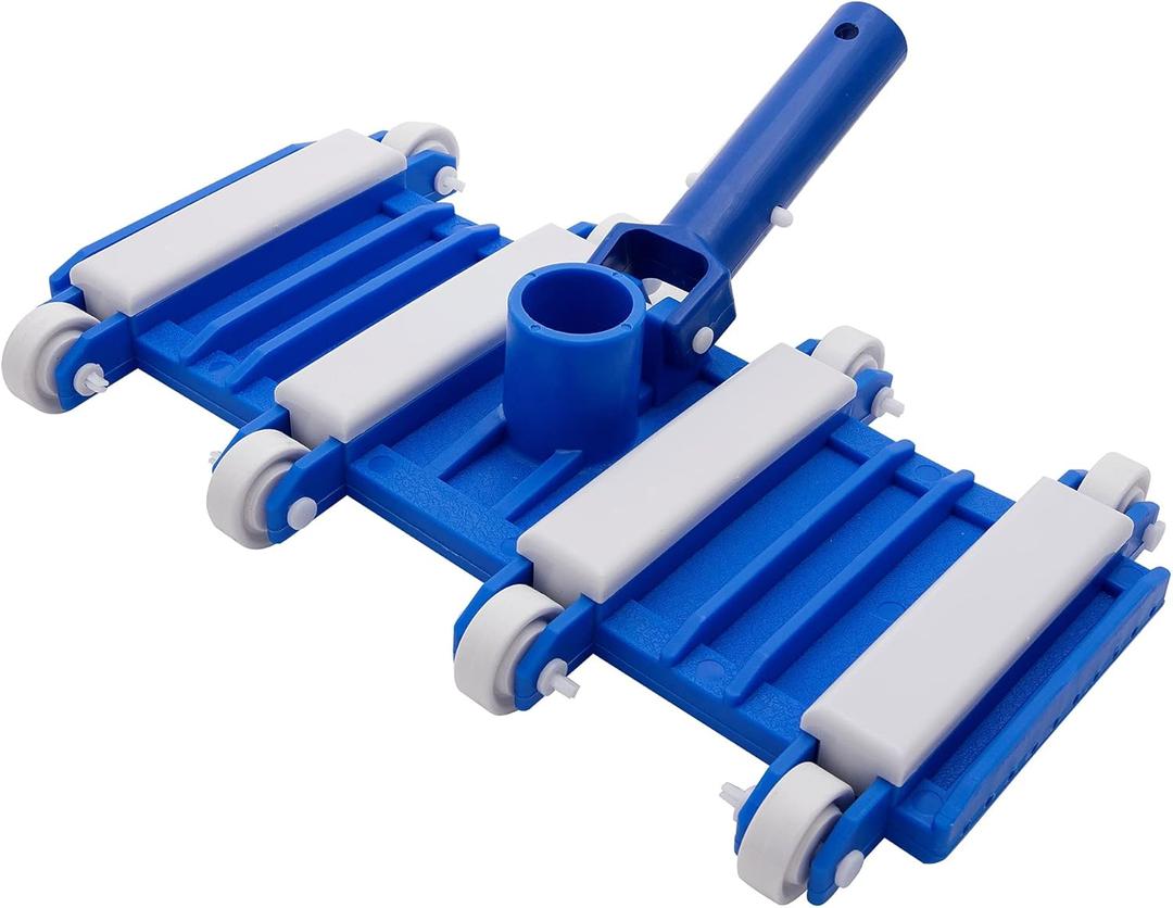 Pool Vacuum Head with Wheels, 14" Heavy Duty Head, Flexible Swimming Pool Vacuum Head with Swivel(Pole not Included) (Blue)