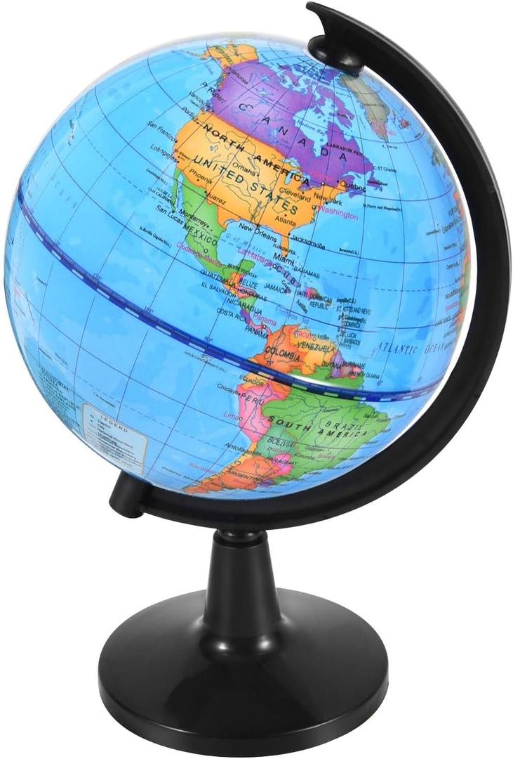KISEER Rotating World Globe 4 Inch Spinning Earth Globe with Stand for Kids Learning Geography Classroom Education or Office Home Decorations (Blue)