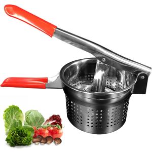 Stainless Steel Vegetable Squeezer, Upgrade Non-Slip Red Silicone Handle,Filling Pancakes,etc. (Upgrade 40oz)