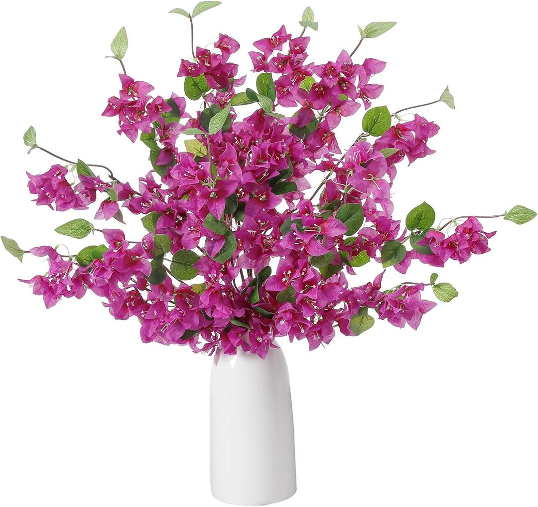 10 Pcs Artificial Bougainvillea Flowers  30" Faux Bougainvillea Branches with Silk Petals, Realistic Single Stem Bougainvillea for Home Wedding Table Party & DIY Floral Decor (Purple)