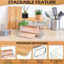 Stackable Trash Bag Dispenser with Wooden Top for Holding 13/30/33-Gallon Large Bag Sizes Extra-Large Garbage Bag Holder with Anti-Slip Base, Trash Bag Dispenser Under Sink (11.5"x7.5"x7" inches)