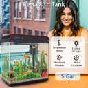 5 Gallon Fish Tank, Glass Aquarium Starter Kits, Self-Cleaning Water Pump & 3-Color Light with Water Temperature Detection for Betta Shrimp Guppy Jellyfish Goldfish Beta, Gift for Room Decor Kid