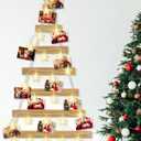 Thyle 19.69 ft Large Wall Christmas Tree with Lights and Accessories Christmas Card Holder Hanging Tree Display 40 Star Clips Xmas Wall Hanging Mounted Wooden Holder for Holiday Xmas Home