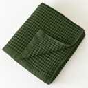 Premium Waffle Bath Towels Pack of 2 Extra Large 35x71 inch - 100% Turkish Cotton, Waffle Weave, Quick Dry, Lint Free, Oversized, Thin Bath Sheet Towel (Dark Green, Set of 2 Bath Towels)