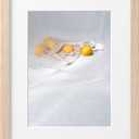 eletecpro A4 Oak Picture Frame, Display Picture 6x8 with Mat or 8x11.3 without Mat, Solid Oak Photo Frame for Tabletop and Wall Display, Minimalist Wood Poster Frame for Home Decor, 1 Pack (Beige)