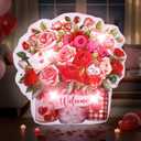 5.2 ft Valentine's Day Inflatable Flower Outdoor Decoration Blow up Mason Jar Flowers Built in LED Lights for Valentine's Day Spring Yard Lawn Supplies