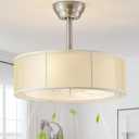 20" Caged Fandelier Ceiling Fans with Lights, Boho Ceiling Fan with Light Remote Control, Chandelier Coastal with 6 Speeds for Bedroom, Nursery, Living Room (Beige)