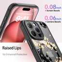 FUNMIKO Cute iPhone 15 Pro Phone Case Wireless Charging & Military-Grade Protection - Trendy Wildflower Design for Women Girls, Matte Cover with Shockproof Corners - Elegant Blossom Motif