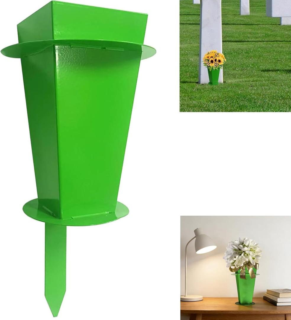 Cemetery Vases for Grave with Spikes Cemetery Flower Holder for Cemetery Grave Flower Holder Cemetery Metal Vases for Flowers Decorations for Grave