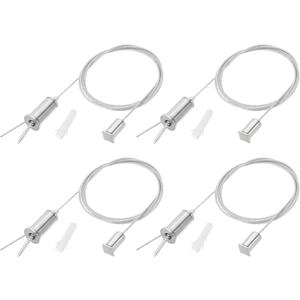 PATIKIL Ceiling Hanging Wire Cable Kit, 1m/3.3ft 4 Set Adjustable Light Suspend Cable Kit Panel Hanging Rope Clamp Square Nail for Pendant Light Fitting Aquarium Lights, Style 2