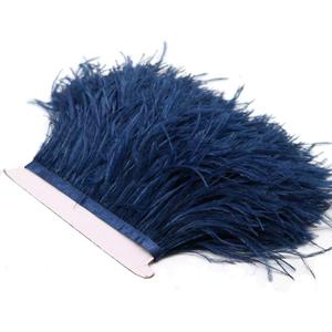 2 Yards Natural & Soft Ostrich Feathers Fringe Trims Ribbon - Used for Dress, Sewing Decoration, Craft Clothing, Boots, Wedding Decoration, DIY, Etc (Navy Blue)