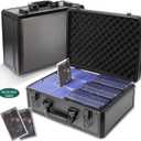EcoVibe Trading Card Storage Box for 3" X 4" 35PT Toploaders 600+, Toploader Storage Box with 6 Foam Stoppers, Fits Toploader Magnetic Holders MTG Baseball Sports Top Loaders HolderBlack