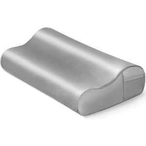 Thickened Satin Pillowcase for Contour Pillows, Cervical Pillow Case with Side Pocket, 24" x 14" x 5.1"/3.5" Soft Cover for Sleeping (Grey)