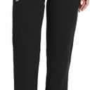 COMENII Scrubs for Women, Mid Rise Straight Leg Cargo Pants with Knit Yoga Waistband, Anti-Wrinkle Womens Scrubs Pants, Regular (Small, Black)
