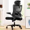 Marsail Ergonomic Office Chair: Office Desk Chair with High Back Mesh and Adjustable Lumbar Support Rolling Work Swivel Task Chairs with Wheel 3D Armrests and Headrest (Black)