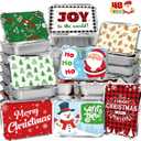 Tuzuaol 48 PCS Christmas Cookie Tins with Lid, Foil Treat Containers for Holiday Gift Giving Party Supplies Decorations and Disposable Food Storage