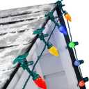 C9 Christmas Lights Outdoor with 110 Spring Clips, 65FT 110 LED C9 String Lights Waterproof Connectable for Outside Roofline Patio House Yard Windows Indoor Outdoor Christmas Decorations, Multicolor
