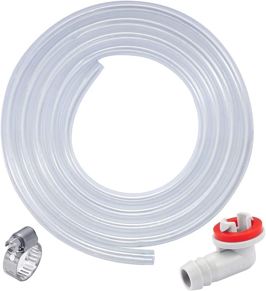 Improved Window Air Conditioner Drain Kit,AC Drain Hose Elbow Fitting(3/5-Inches) & 10Feet Improved Clear Vinyl Tube for Universal Mini-Split AC Unit & Window Air Conditioning Unit