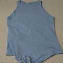 REORIA Butsmooth Womens Basic Sexy Sleeveless Racer Back Halter Neck Bodysuit Tank Tops (Small, Sky Blue)