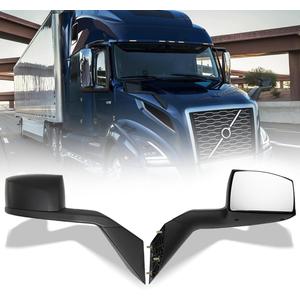 Hood Mirror Left Driver Side & Right Passenger Side Replacement for Volvo VNL 2018-2024 (Black, Left)