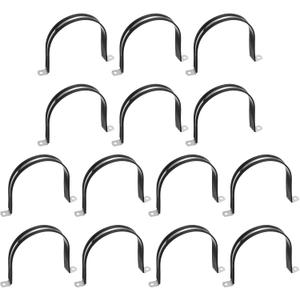 uxcell 14 Pcs 120mm(4-3/4") Cable Clamp, 304 Stainless Steel Rubber Coated Cushioned Insulated Cable Clamp 2 Hole U-Tube Strap Clamp for Lines Pipe Hose Wire Cord Installation, Black