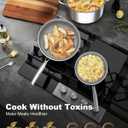 FogDream 5 Pcs Stainless Steel Cookware Set, 9.5in Non Stick Frying Pan, 5-Quart Soup Pot & 2.3-Quart Sauce Pan with 2 Lids, Stay-Cool Handles, Dishwasher & Oven-Safe, Induction Compatible, Silver