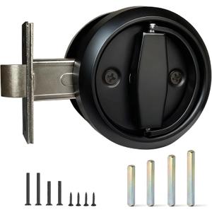 1 Pack Low Profile Door Knob for Space Saving, 2 3/8" Anti-Bump Flush Interior Door Handle for Narrow Spaces, Hidden Recessed Cup Flat Door Lock for RV, Closet and Tight Clearance(Black)
