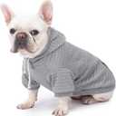 2 Pack Dog Hoodie Sweaters for Small Medium Dogs Warm Dog Clothes for Large Dogs Soft Waffle-Like Laminated Sweatshirt Bulldog (Black+Grey, S (Back: 11.5",Chest: 15.5", Neck: 10"))