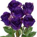 Briful Purple Artificial Roses 6PCS 18.9" Silk Rose Flowers with Long Stems Realistic Faux Rose Bouquet for DIY Wedding Arrangements Table Vase Centerpieces Home Event Decor