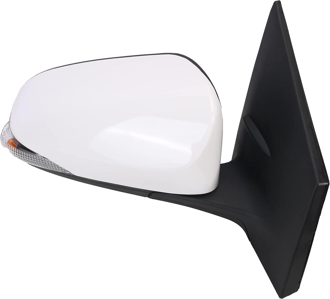 White Passenger Side Mirror fits for Toyota Corolla 2014-2018 TO1321295 Power Heated Manual Foldable Turn Signal Light Paint White PTM 7 PIN Right 87910-02D70