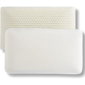 JOTOM Talalay Natural Latex Pillow Sleeping Bed Pillow, Medium Firmness Latex Pillow for Side, Back, and Stomach Sleepers, Removable Breathable Cotton Cover, Kingsize, Soft (7.0'' H)