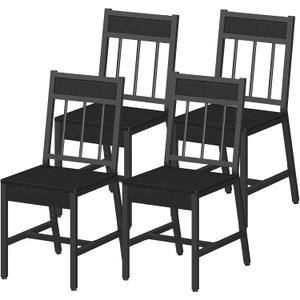YATINEY Dining Chairs Set of 4, Industrial Kitchen Chairs with Metal Frame, Slanted Back, Wooden Dining Chair Set, for Kitchen, Living Room, Black CY03L4BB, 14.6"d X 14.6"w X 36.2"h