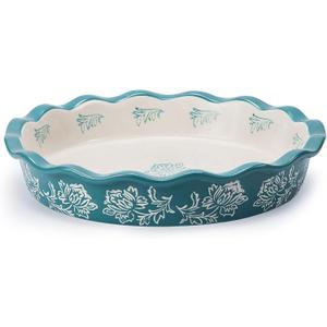 Wisenvoy Pie Pan Ceramic Pie Dish Pie Plate Deep Dish Pie Pan Non-Stick Pie Pans for Baking Pie Pans Pie Dishes (Blue Green)