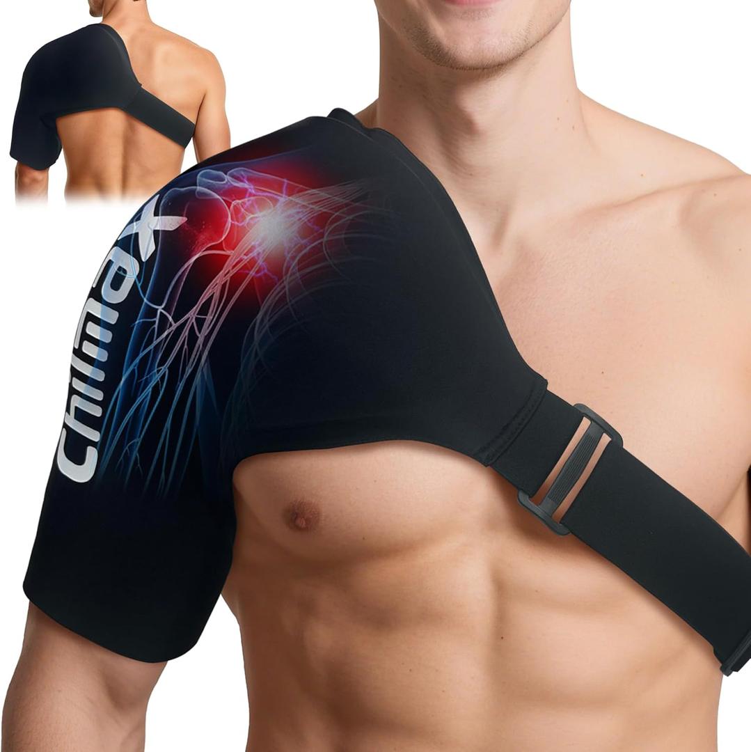 Shoulder Ice Pack Wrap, Reusable Hot and Cold Therapy Compression Wrap for Rotator Cuff, Arm, and Shoulder Periarthritis Pain Relief, Fatigue Reduction,Post-Surgical Rehabilitation (Large Black)