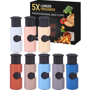 Mr. Pen- Squeeze and Lock Bread Bag Clips, 2.4 Inch, 8 Pack, Multicolor Squeeze Lock Clips, Reusable Bag Closures for Bread, Snacks, Coffee, Food Storage, Fits Thick and Thin Bags