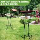 LEIFIDE 23 inch Metal Bird Bath for Outside Birdbath Bowl Topper with Foldable Pedestal Metal Stand Sunflower Butterfly Pattern Bowl Freestanding Birdbaths Birdfeeder for Outdoor Patio Yard Lawn Decor