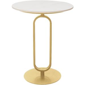 Side Table with Marble Top Metal Pub Bar Round Table Modern Sofa Side End Table Coffee Tray Side Desk for Couch Living Room Bedroom Gold, 17.7 inches x 17.7 inches x 22.44 inches
