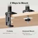 Single Monitor Desk Mount for 13-35 inch Ultrawide Flat/Curved Screens, Heavy Duty Gas Spring Monitor Arm Stand Holds up to 30.8lbs, Fully Adjustable, Clamp and Grommet Base