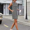 AUSELILY Womens Summer Dresses 2025 Casual Sleeveless Sweatshirt Dress Drawstring Hoodie Mini Dress with Pockets (Black, L)