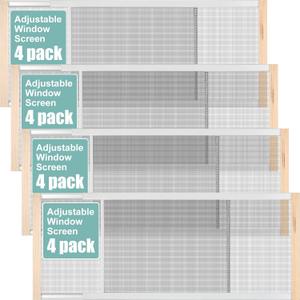 Hicarer 4 Pcs Adjustable Window Screen, 15 Inches High x 25-45 Inches Wide