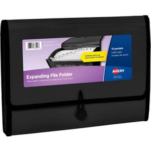 Avery Expanding File Folder Organizer, 13-Pocket Accordion File Organizer, Black, Holds 425 Letter/A4-Size Sheets