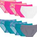 Fruit of the Loom Girls' Seamless Underwear Multipack, Hipster-10 Pack-Assorted, 14-16