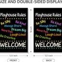 Playhouse Rules Garden Flag, Funny Neutral Colors Welcome Yard Sign for Outside, Clubhouse Home Tree House Decor, Cute Flag for Kids Gifts for Children Outdoor Decor